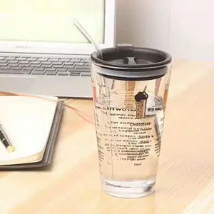 Clear glass carry-on cups with LIDS and straws