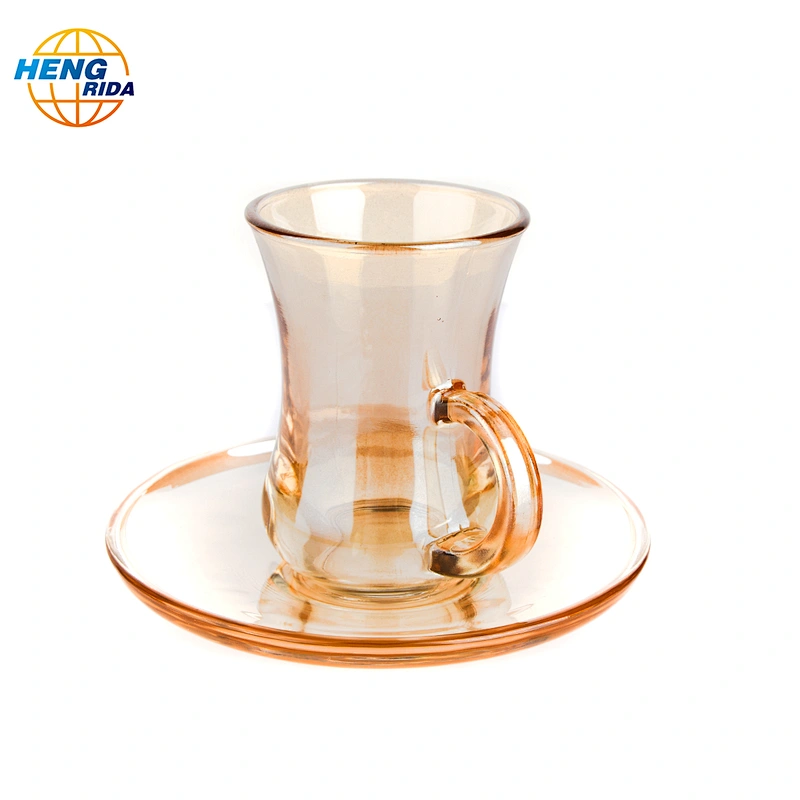 European style glass teacups and trays