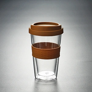Colorful glass coffee cups with silicone covers