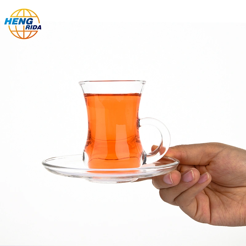 European style glass teacups and trays