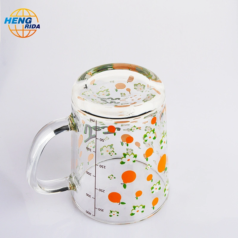 Hot & Cold Drinking Glass Patterned Cup with Handle & Lid