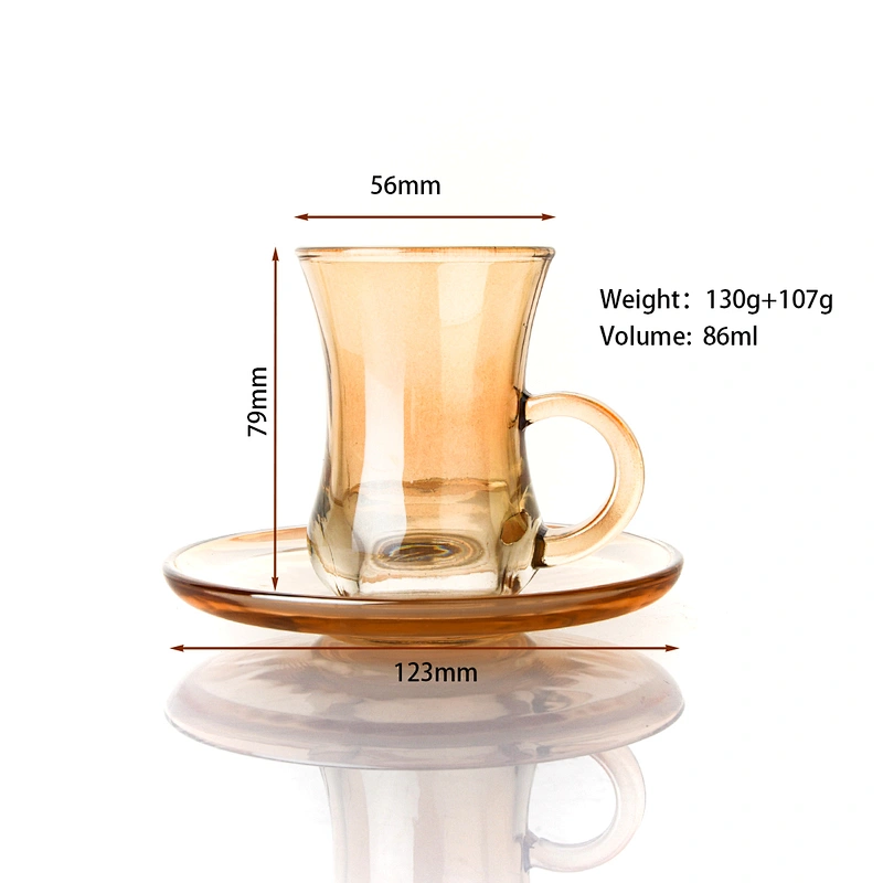 European style glass teacups and trays