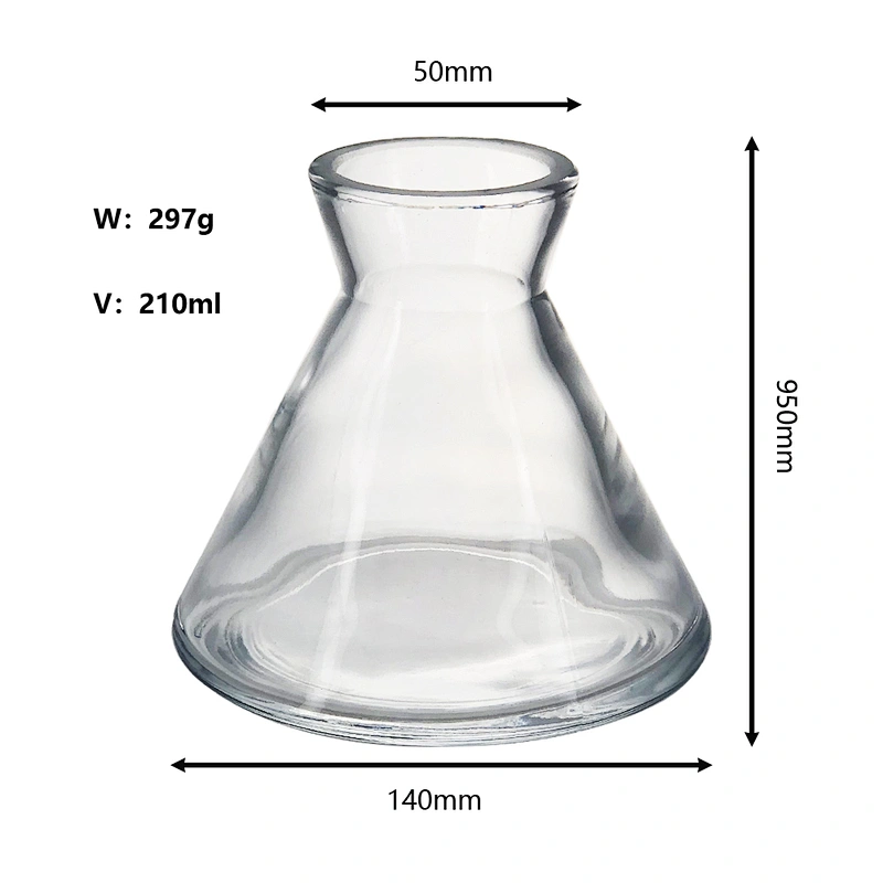 Clear glass conical vase aromatherapy bottle