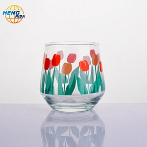 360ml & 400ml Drinking Glass Cup with Tulip Pattern