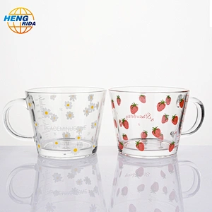 Strawberry print coffee cup in a wide mouth glass