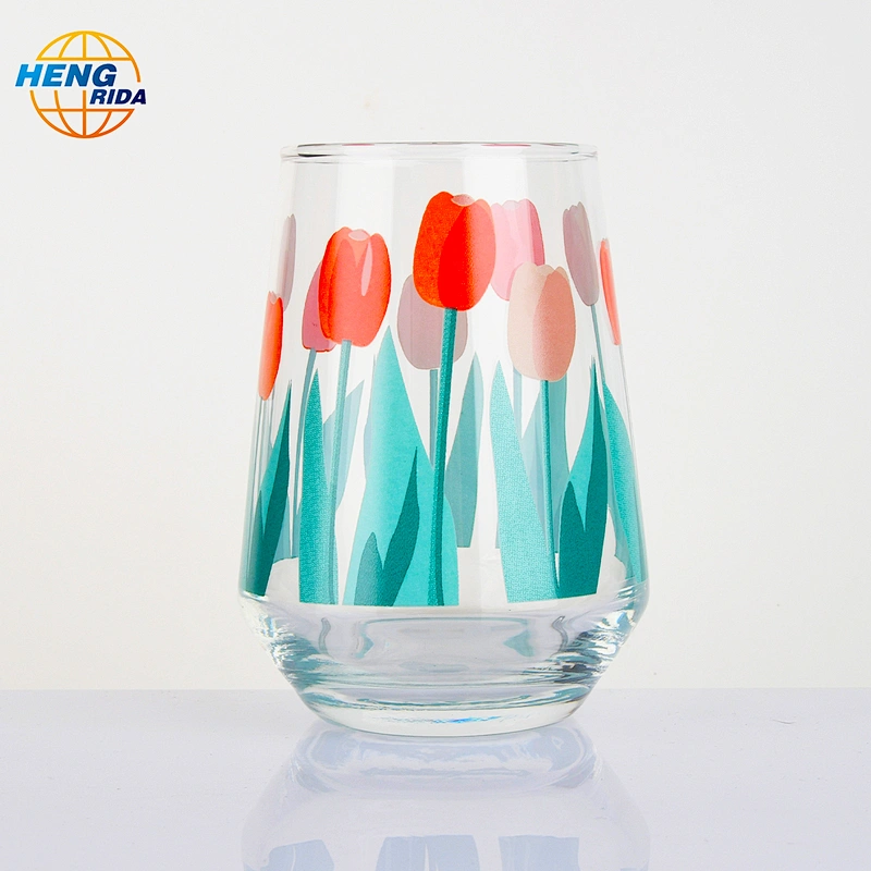 360ml & 400ml Drinking Glass Cup with Tulip Pattern