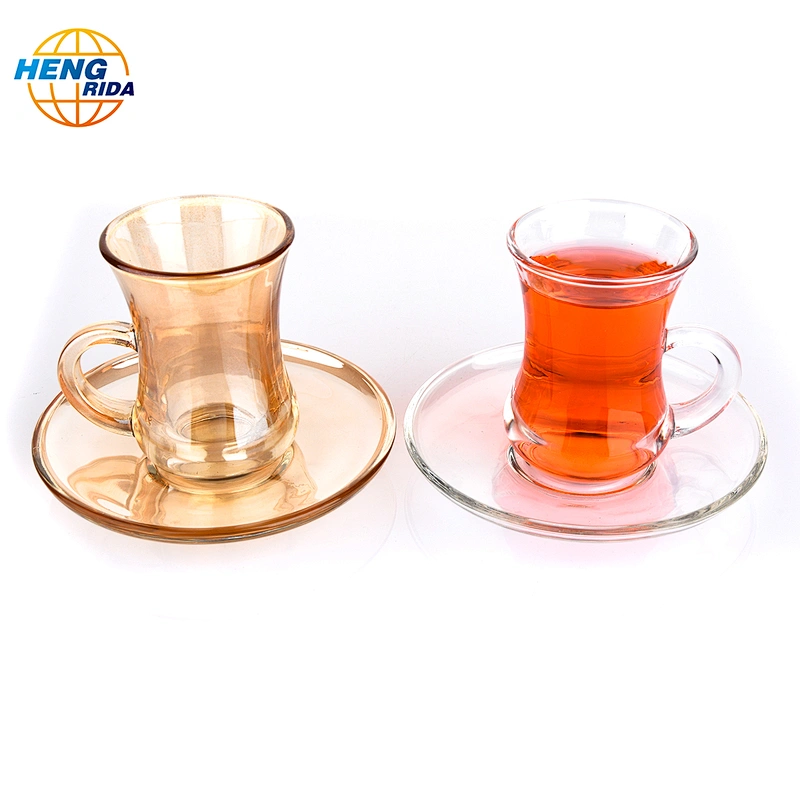 European style glass teacups and trays