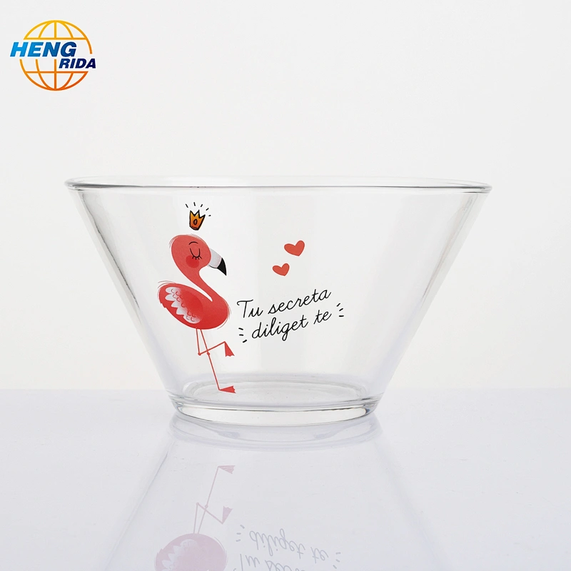 700ml glass bowl with Flamingo pattern for salad