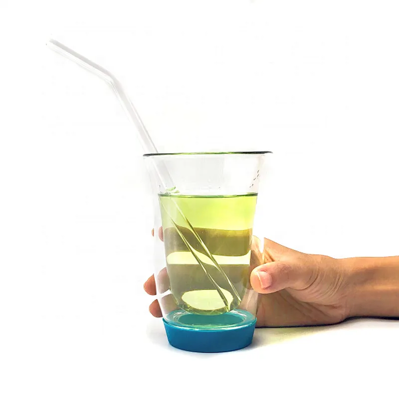 Wholesale double wall high borosilicate glass travel mug coffee cup with silicone lid and sleeve