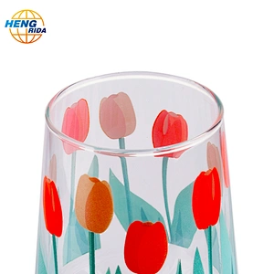 360ml & 400ml Drinking Glass Cup with Tulip Pattern