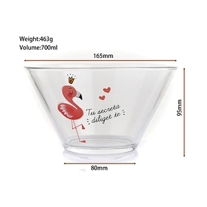 700ml glass bowl with Flamingo pattern for salad