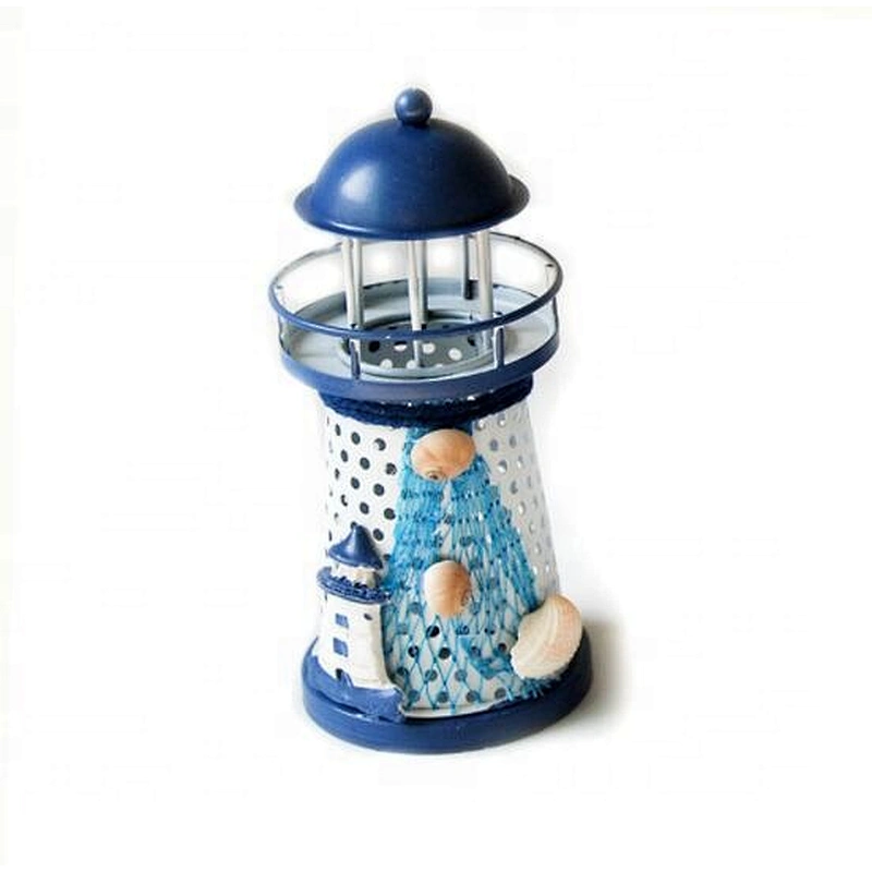 Mediterranean style seabird iron lighthouse LED small electronic lamp iron candlestick candle holder