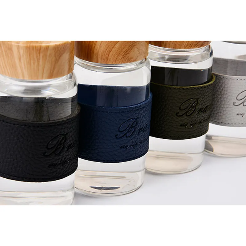 300ml Heat Resistant Insulated Borosilicate Glass Sports Bottle with Silicone Rubber Case