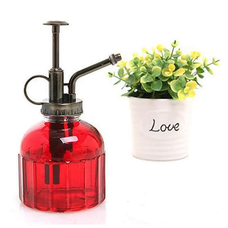 Clear Pink Glass Antique Copper Color Bottle Brass Sprayer