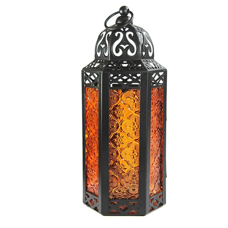 Moroccan style Glass Candle holder, Antique indoor outdoor hanging Candle Lantern for Patio, Events, Parties, Weddings