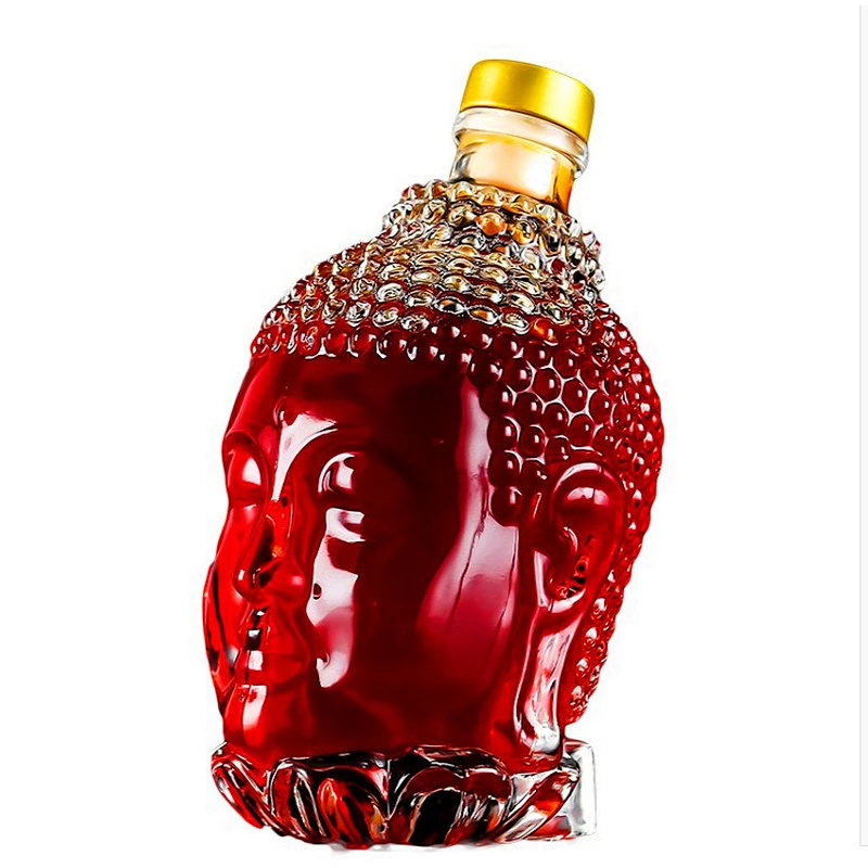 750ml Fashion Unique Shape Vodka Whisky Buddha Head Glass Whiskey Bottle for Alcohol Drinking