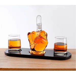 Whiskey bottles and glasses shaped with high borosilicate fingers
