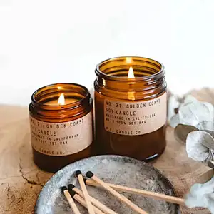 3.5oz/7oz Brown Glass Candle Jars With Customized Color Aluminium Lid