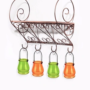 Colorful Glass Mason Jar with Hanging Holder