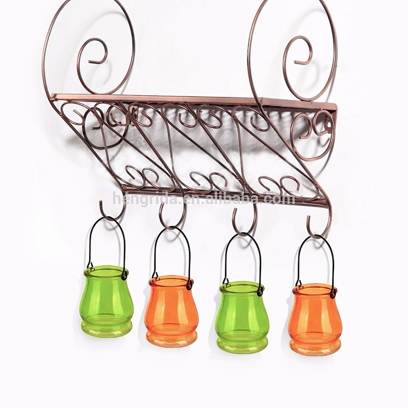 Colorful Glass Mason Jar with Hanging Holder