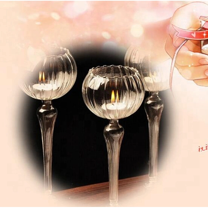 Transparent glass  European pattern glass candlestick for romantic candlestick dinner