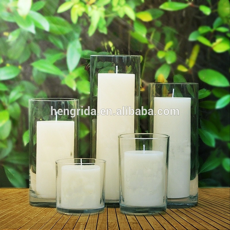 cylindrical glass candelabrum candle holder