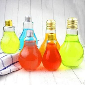 150ml/200ml/250ml/300ml/400ml/800ml Bulb Glass Beverage/Milk/Coffee  Bottles With Sliver/Golden Screw Cap and Plastic Straws