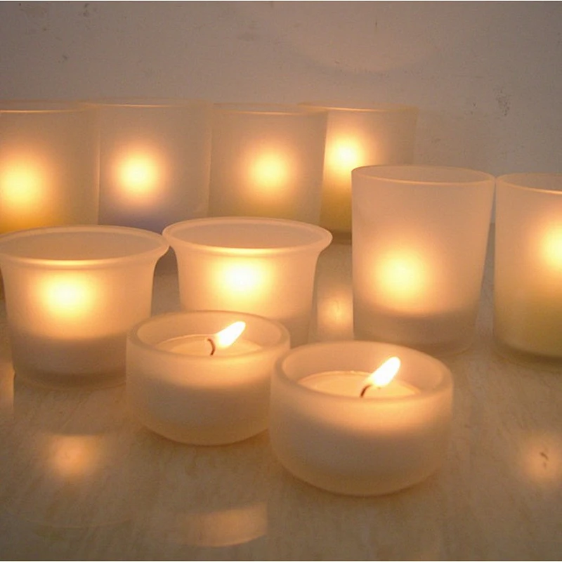 Frosted Glass Candle Holder Cup For Votive Candle and Tealight Table Wedding Dinner Party Home Decoration