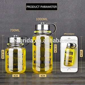 700ML/1000ML Cheap Glass Water Bottle With Sleeve