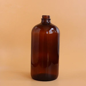 Boston Amber Glass Bottle with Screw Cap for Hand Manual Cold Crew Coffee Tea Fruit Wine Beverage Packing