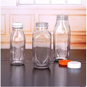 10oz/16oz/Transparent Square Leak-proof Milk Glass Bottle with Tamperproof Cap