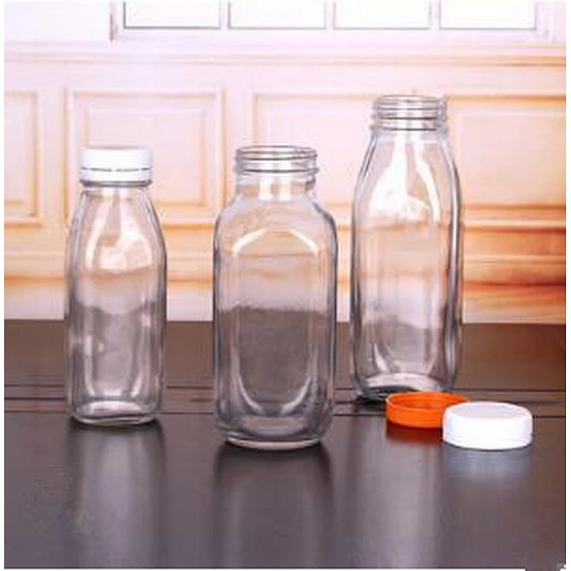 10oz/16oz/Transparent Square Leak-proof Milk Glass Bottle with Tamperproof Cap