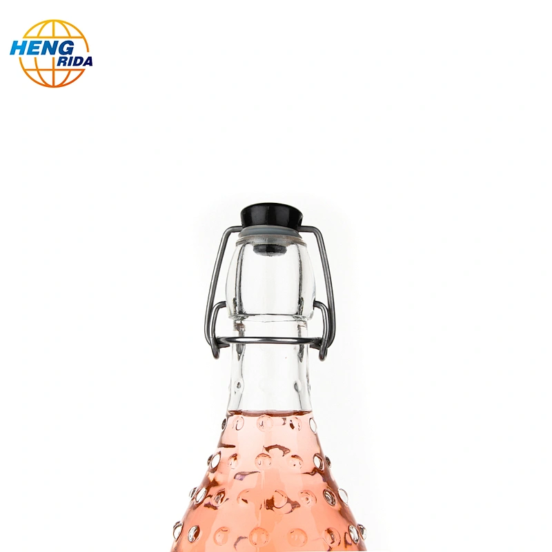 1000ml glass bottle of fruit juice with The rain patterns