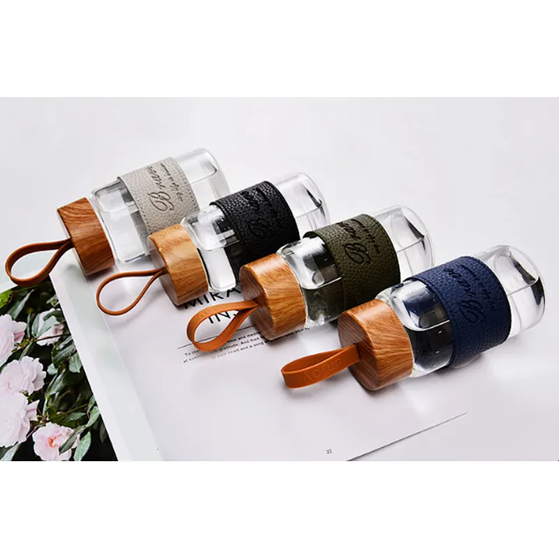 300ml Heat Resistant Insulated Borosilicate Glass Sports Bottle with Silicone Rubber Case