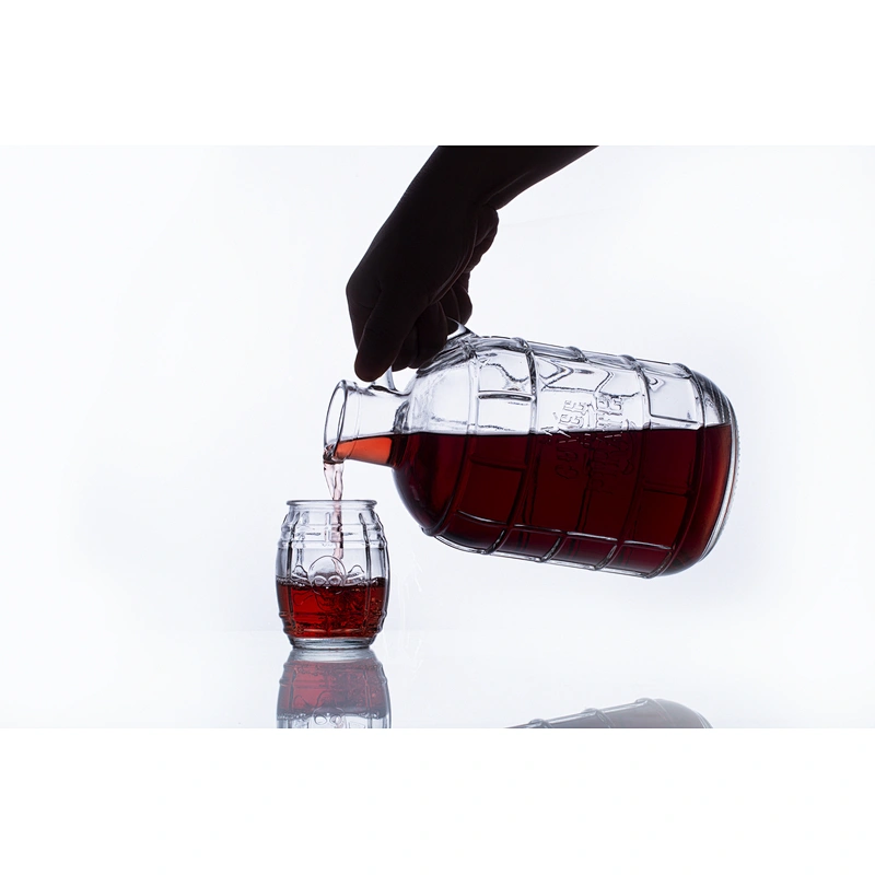 Hot Large 1500ml Red Wine Glass Growler  With Single Ear and Wooden Cork