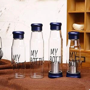 420ml/550ml Single Layer High Borosilicate Glass Water Bottle With Stainless Steel Tea Infuser And PP Lid