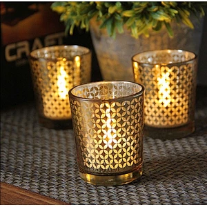 Plated Glass Votive Tealight Candle Holders for Weddings, Parties and Home Decoration