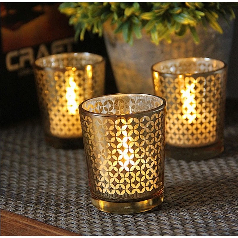 Plated Glass Votive Tealight Candle Holders for Weddings, Parties and Home Decoration