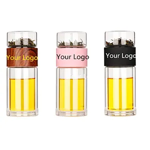100% BPA Free Leakproof Dishwasher Safe Double Wall Borosilicate Glass Bottle with Stainless Steel infuser