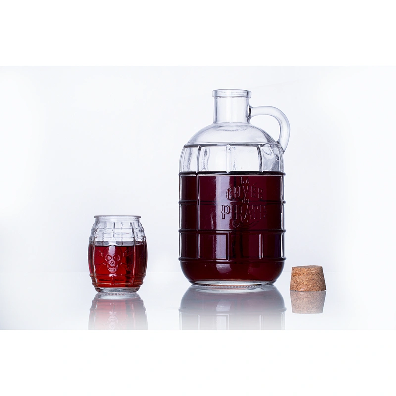 Hot Large 1500ml Red Wine Glass Growler  With Single Ear and Wooden Cork