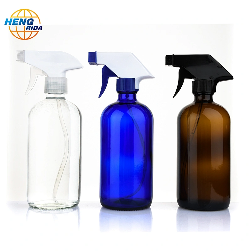 16oz amber/blue/clear glass bottle with sprayer
