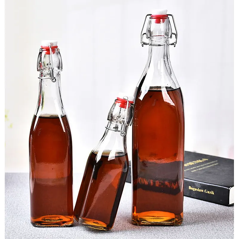 8.5oz Swing Top Glass Bottle with Metal Clamp For Water Juice Oil