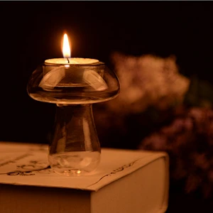 Unique Handmade Stemmed Glass Tealight Candle Holder Candle Stick for Wedding Dinner Party Decoration