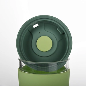 Colorful glass coffee cups with silicone covers