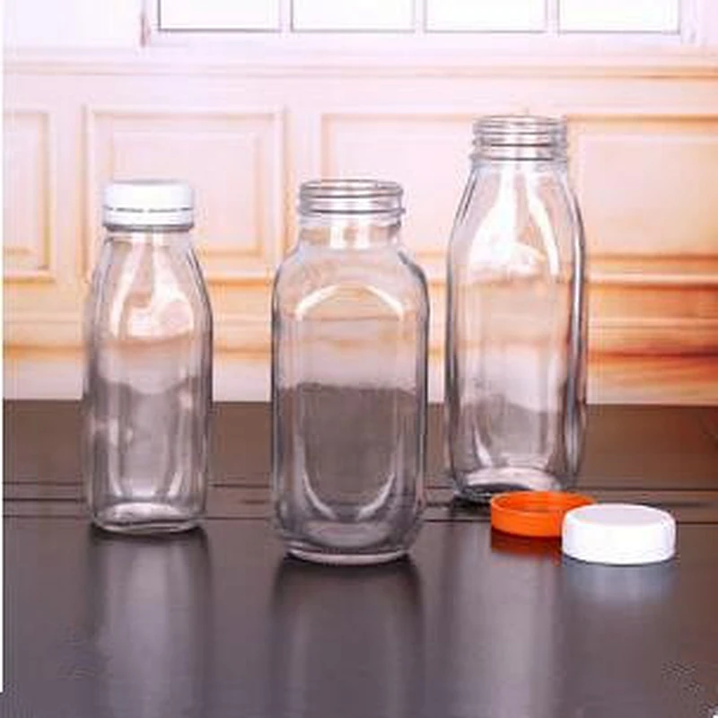 10oz/16oz/Transparent Square Leak-proof Milk Glass Bottle with Tamperproof Cap