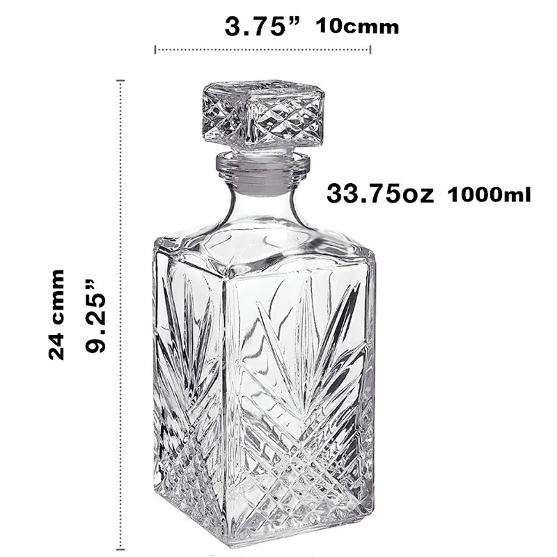 Hot-selling Crafted Crystal Whiskey Decanter & Whiskey Glasses Set 100% Lead Free Whiskey Glass Set