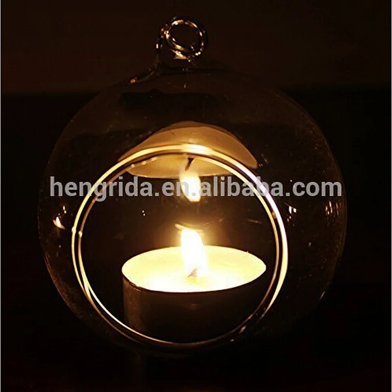 Romantic Crystal Glass Hanging Candle Lantern for Home Ornament (Dia 6cm)