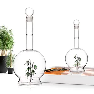 500ml Borosilicate  geometric Glass Wine Bottle With glass stopper