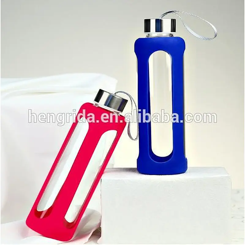 550ml/900ml Glass Water bottle with silicone sleeve