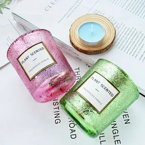 Wholesale High quality Clear Cylinder Glass Candle Holder with stripe/ Tealight Candle Holder for wedding or party decoration